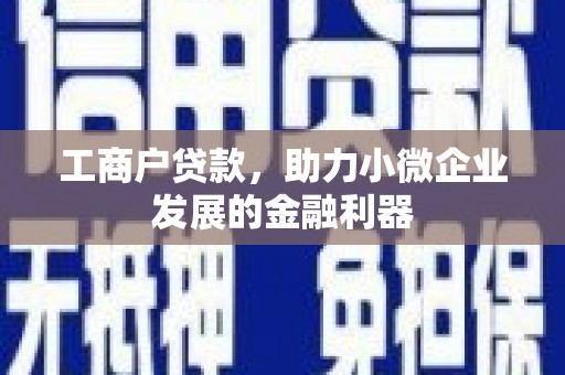 信宜工商户贷款，助力小微企业发展的金融利器
