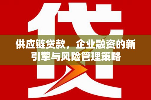 信宜供应链贷款，企业融资的新引擎与风险管理策略