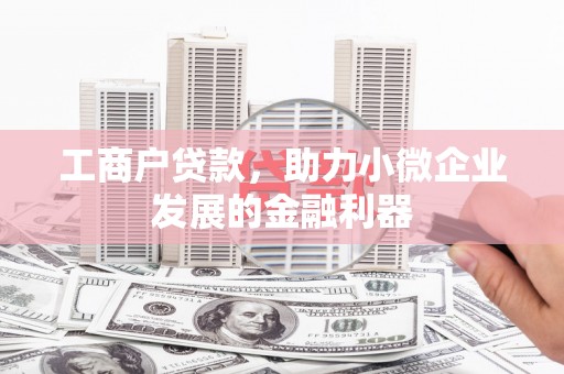 信宜工商户贷款，助力小微企业发展的金融利器
