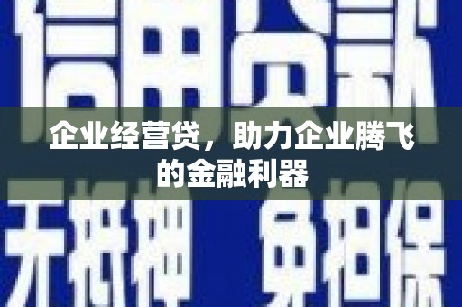 信宜企业经营贷，助力企业腾飞的金融利器